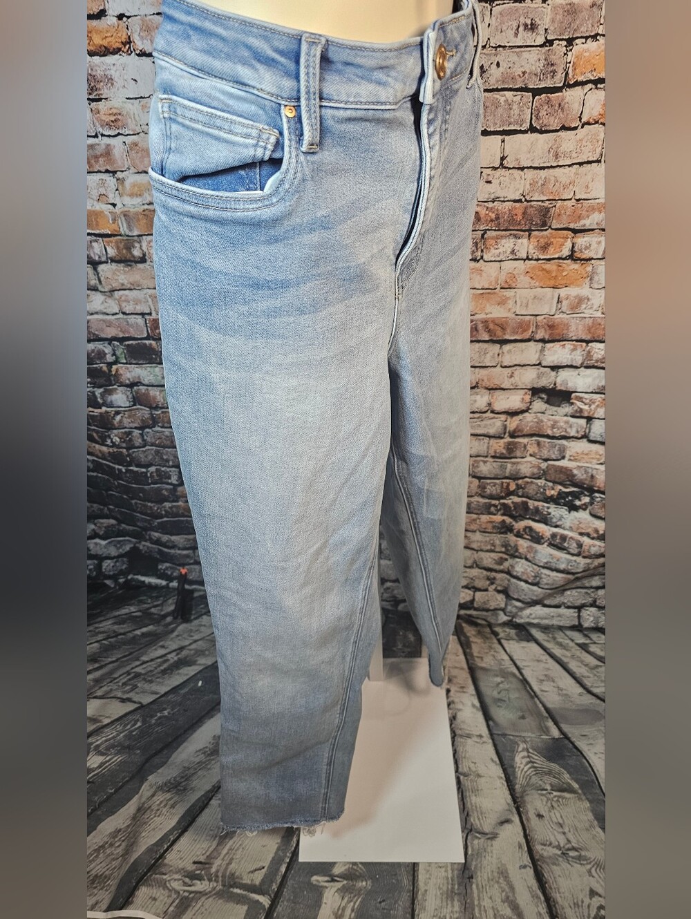 KUT From The Kloth Fab Ab Mom Jean Size 30 High Rise Straight Leg Raw Hem Light - Picture 3 of 5
